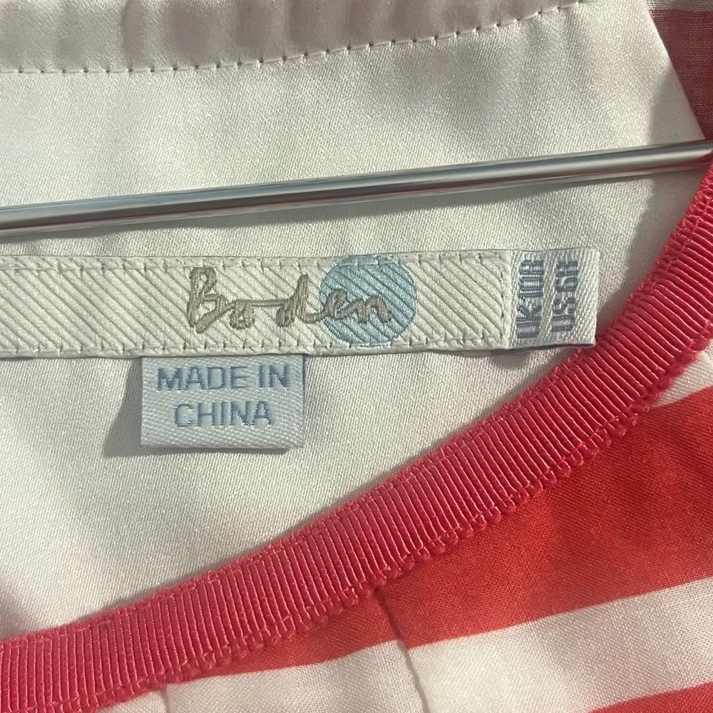 Boden Dress Round Neck Short Cap Sleeve White Pink Blue Stripes Classic Size 6 - Picture 7 of 8